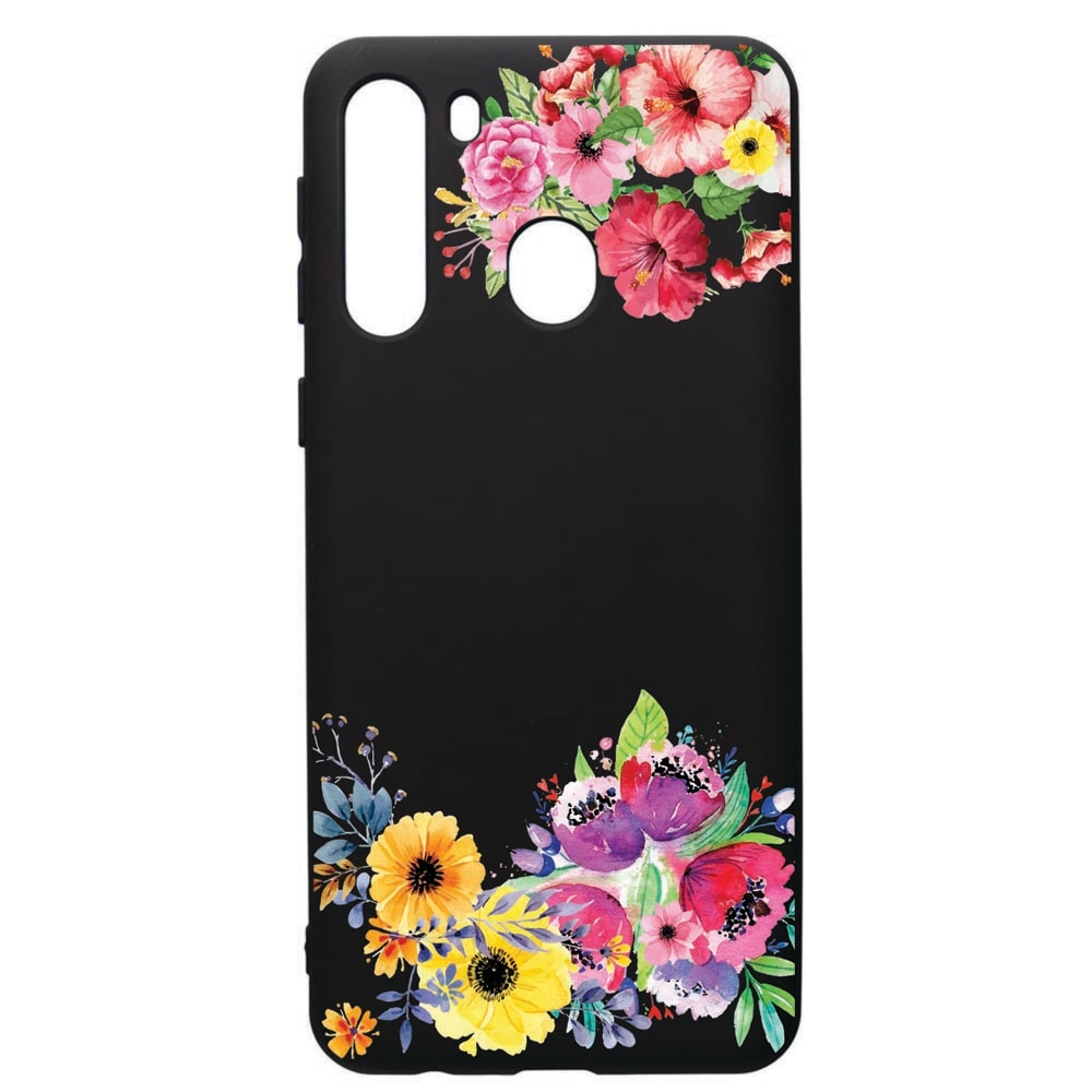 Husa de protectie Samsung Galaxy A21S, Flower, silicon, cu interiorul din material textil, protectie camera, PB56