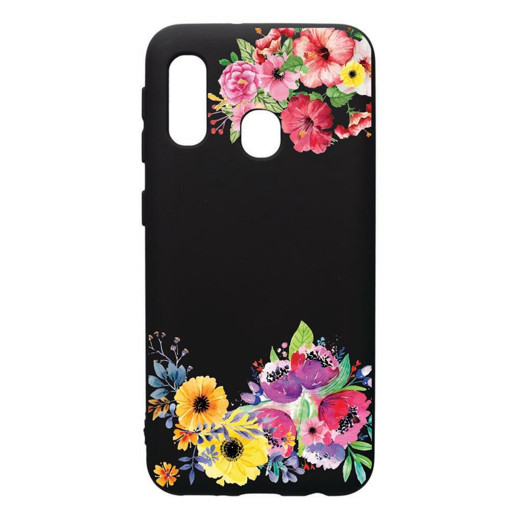 Husa de protectie Samsung Galaxy A20E, Flower, silicon, cu interiorul din material textil, protectie camera, PB56