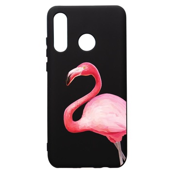Husa de protectie Huawei P30 Lite, Flamingo, silicon, cu interiorul din material textil, protectie camera, PB55 Husa de protectie Huawei P30 Lite, Flamingo, silicon, cu interiorul din material textil, protectie camera, PB55