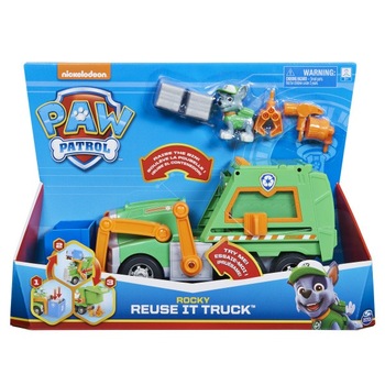 Set figurina cu vehicul Paw Patrol - Masina de reciclare a lui Rocky Set figurina cu vehicul Paw Patrol - Masina de reciclare a lui Rocky