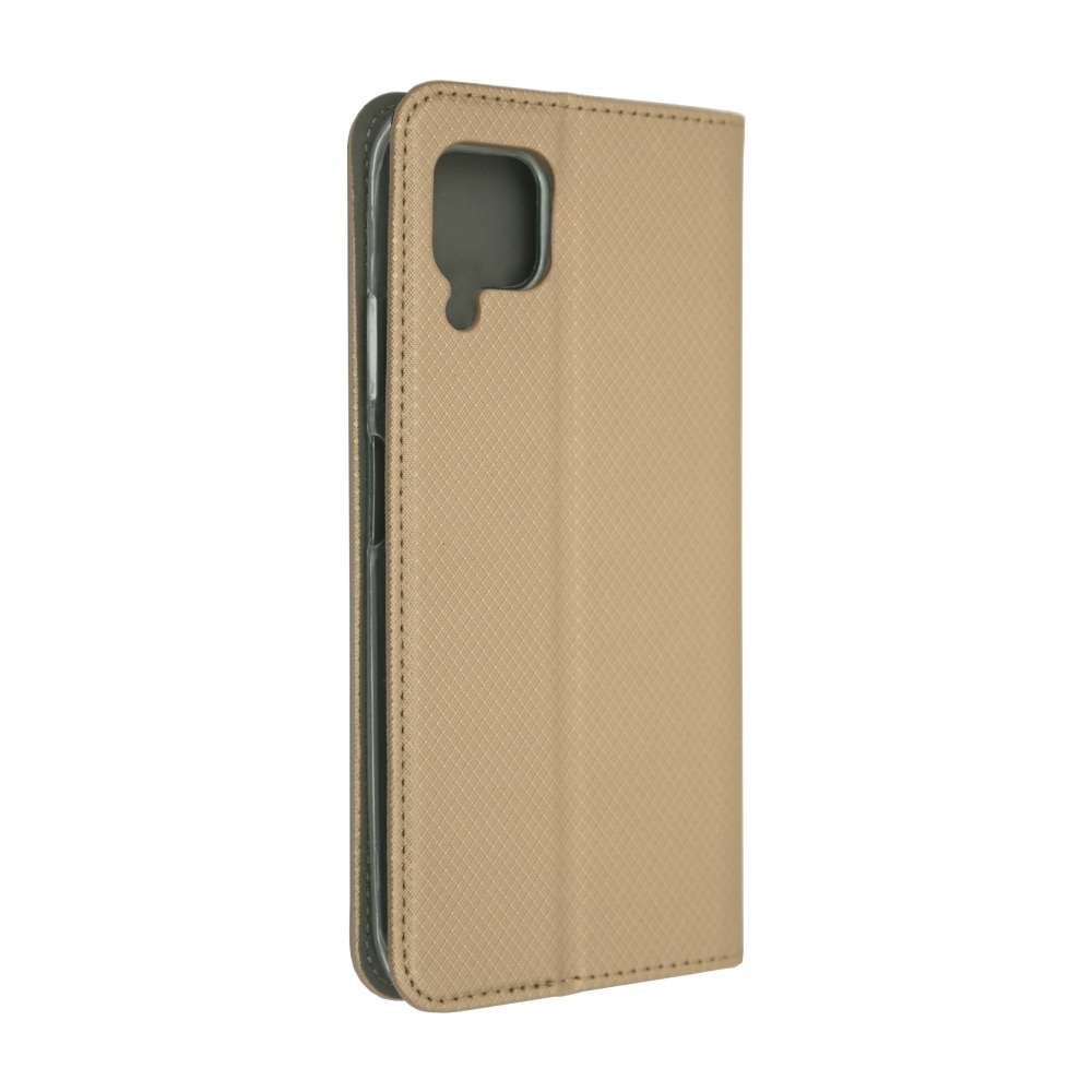 Husa Carte Smart cu Inchidere Magnetica pentru Samsung Galaxy A12, Auriu