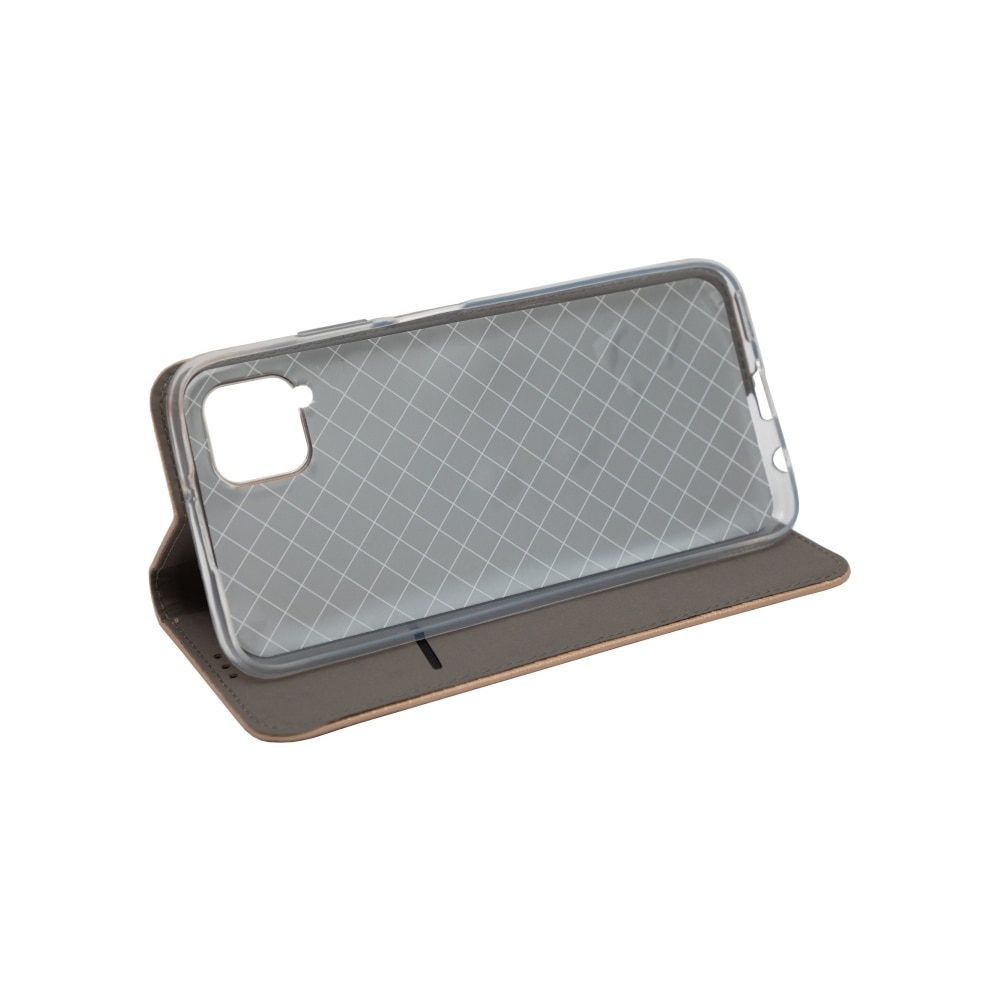 Husa Carte Smart cu Inchidere Magnetica pentru Samsung Galaxy A12, Auriu