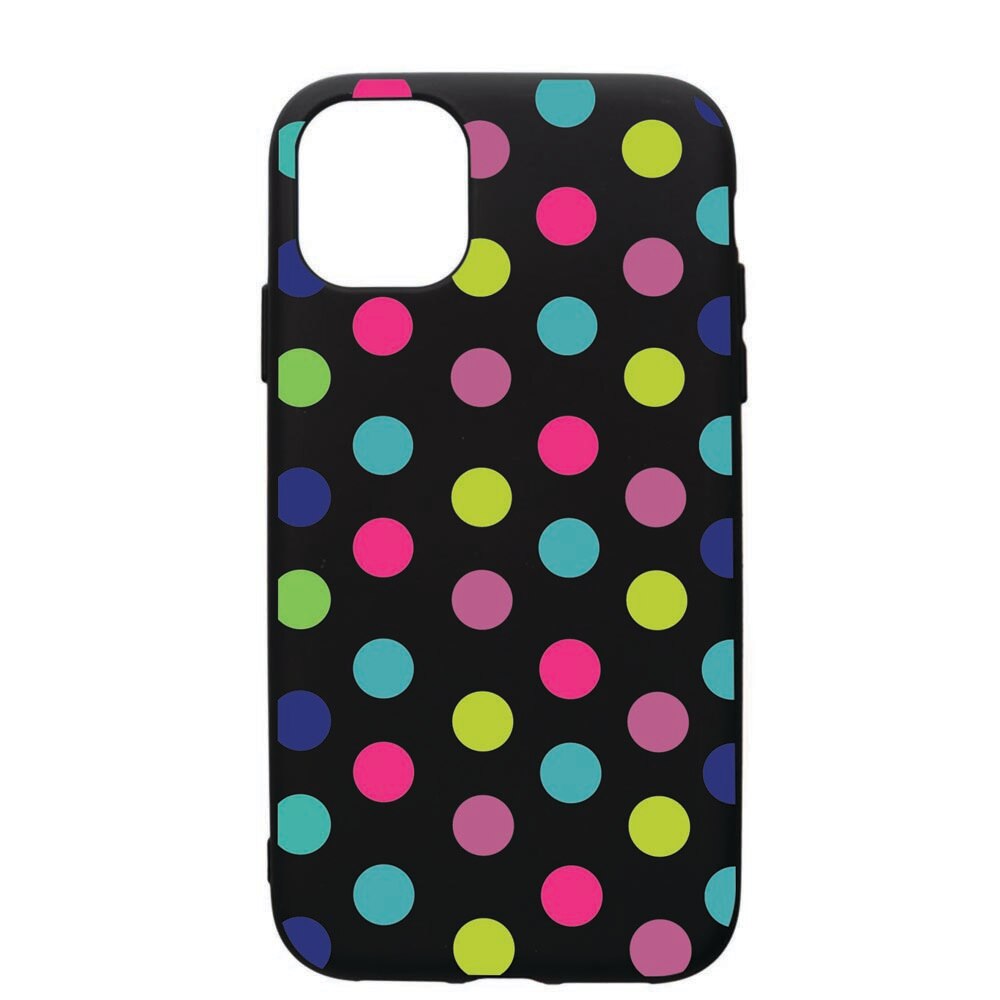 Husa de protectie Apple iPhone 11 Pro, Dots Color, silicon, cu interiorul din material textil, protectie camera, PB61