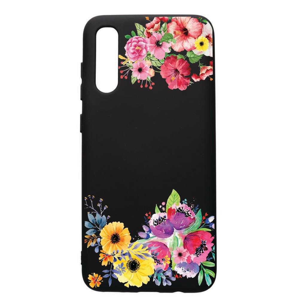 Husa de protectie Samsung Galaxy A70, Flower, silicon, cu interiorul din material textil, protectie camera, PB56