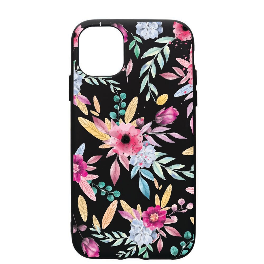 Husa de protectie Apple iPhone 12 Mini, Happy Flowers, silicon, cu interiorul din material textil, protectie camera, PB69