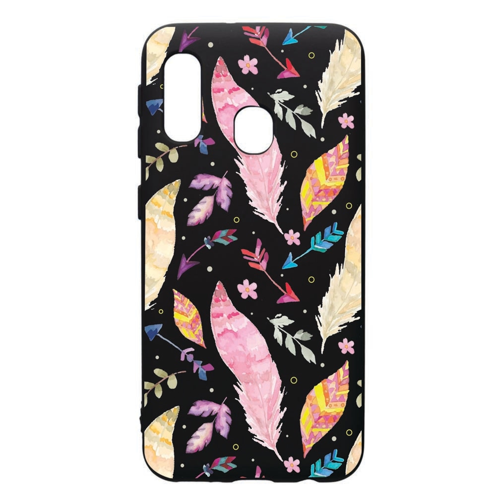 Husa de protectie Samsung Galaxy A20E, Happy Feathers, silicon, cu interiorul din material textil, protectie camera, PB68