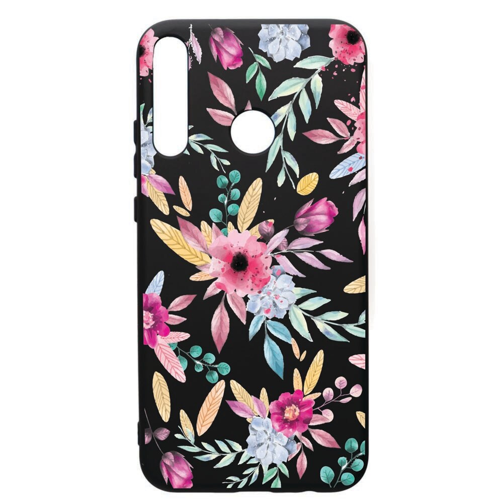 Husa de protectie Huawei P40 Lite E / Y7p, Happy Flowers, silicon, cu interiorul din material textil, protectie camera, PB69