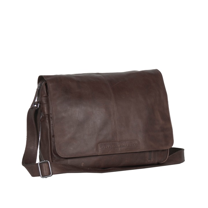 Geanta pentru laptop de 15,4 inch, The Chesterfield Brand din piele naturala maro inchis, Richard