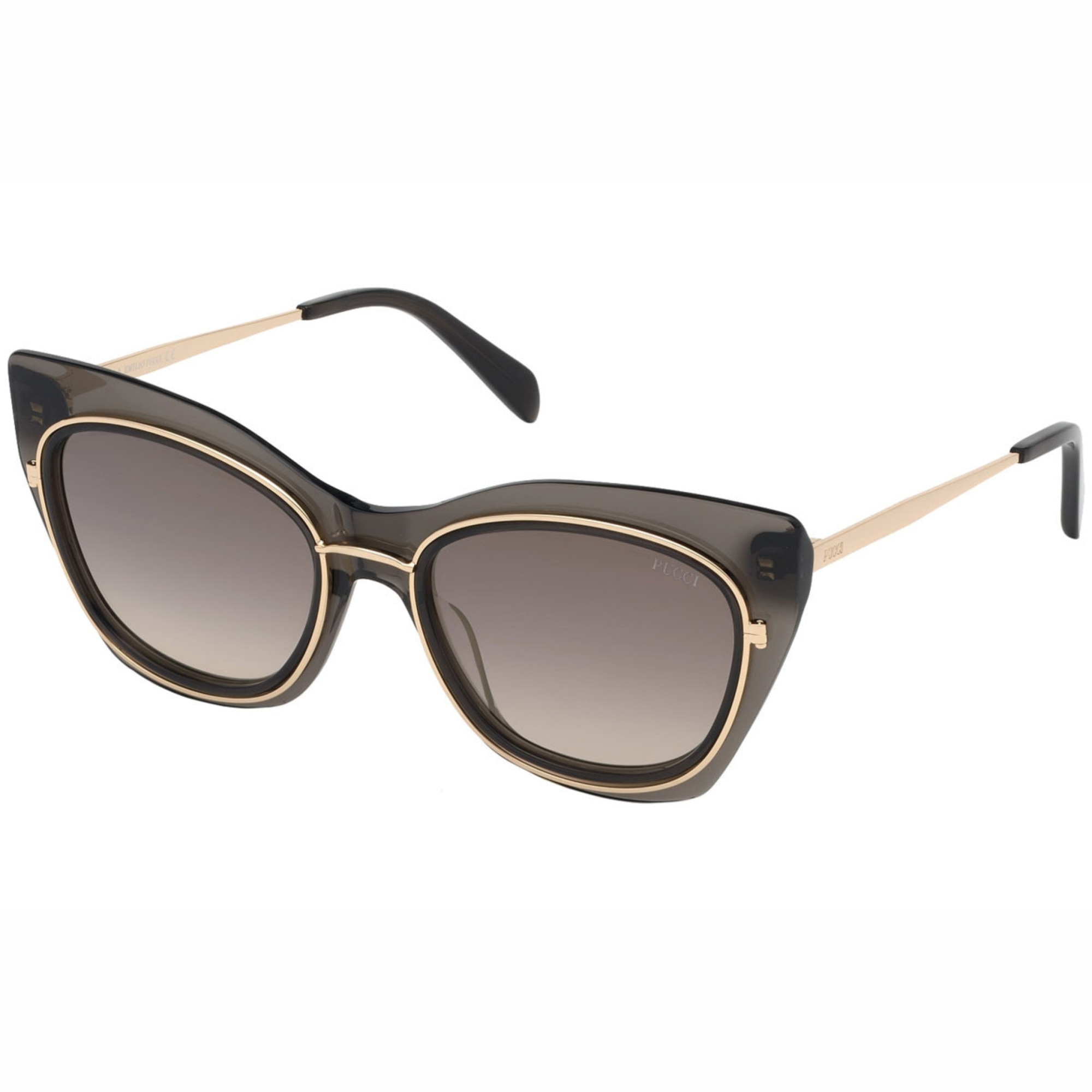 Ochelari de soare dama Emilio Pucci Cat Eye Crystal Gold/Brown Degrade EP0109/S-27B