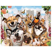 set pictura pe numere selfie cu animale panza bumbac pe rama lemn 40x50 cm imagen 43_0_
0