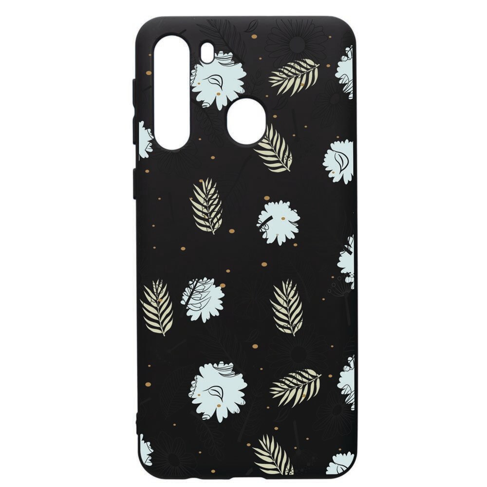 Husa de protectie Samsung Galaxy A21S, Flowers, silicon, cu interiorul din material textil, protectie camera, PB81