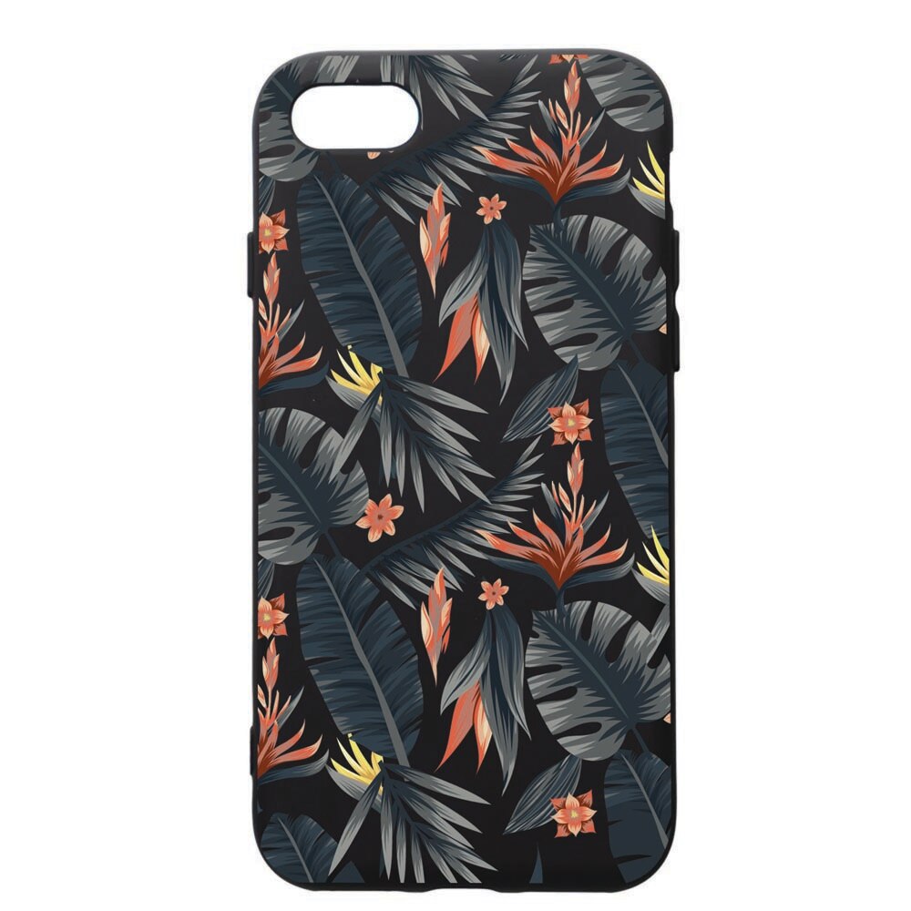 Husa de protectie Apple iPhone SE 2 / iPhone 8 / iPhone 7, Tropical Pattern, silicon, cu interiorul din material textil, protectie camera, PB88