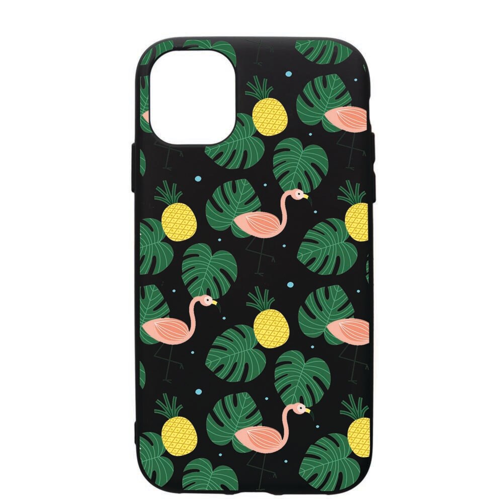 Husa de protectie Apple iPhone 11, Tropical, silicon, cu interiorul din material textil, protectie camera, PB93
