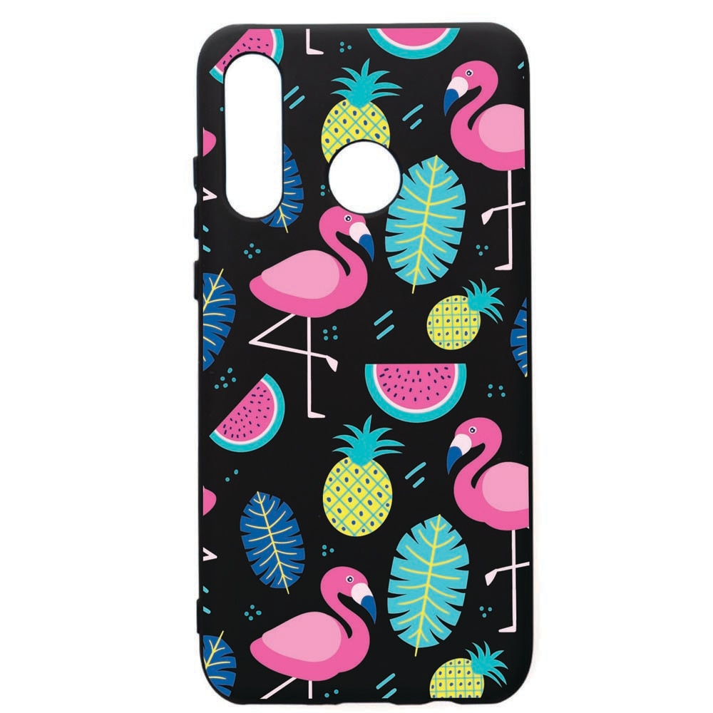 Husa de protectie Huawei P30 Lite, Flamingo, silicon, cu interiorul din material textil, protectie camera, PB91