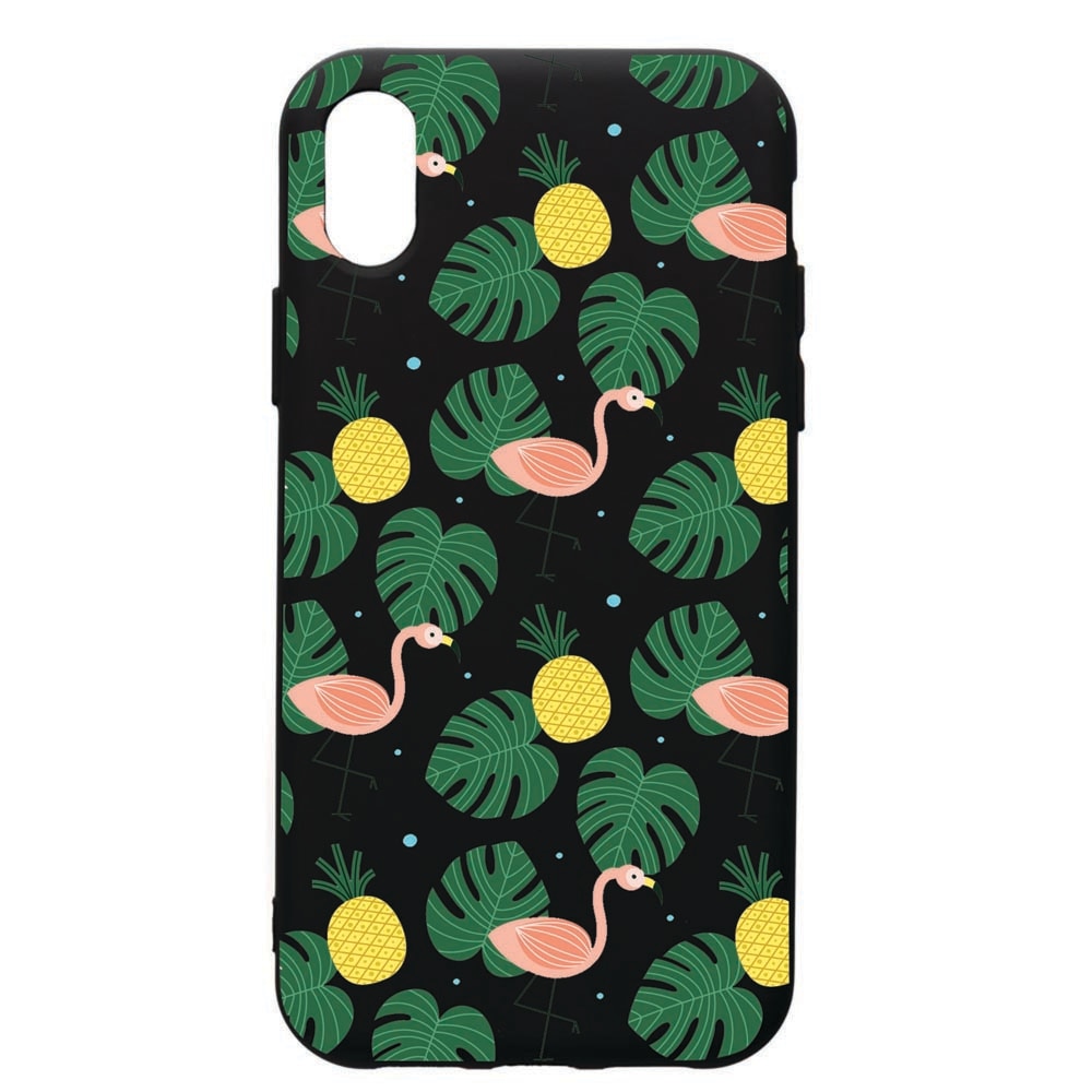 Husa de protectie Apple iPhone XR, Tropical, silicon, cu interiorul din material textil, protectie camera, PB93
