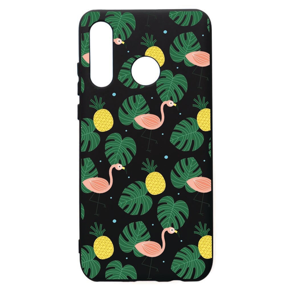 Husa de protectie Huawei P30 Lite, Tropical, silicon, cu interiorul din material textil, protectie camera, PB93