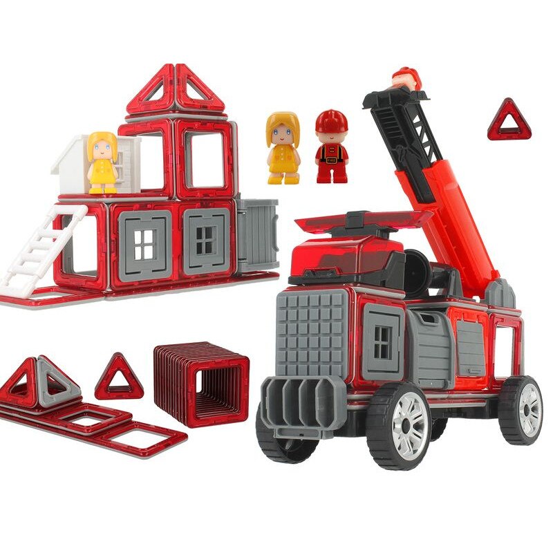 Set 50 piese magnetice de construit educational si creativ pentru copii, 