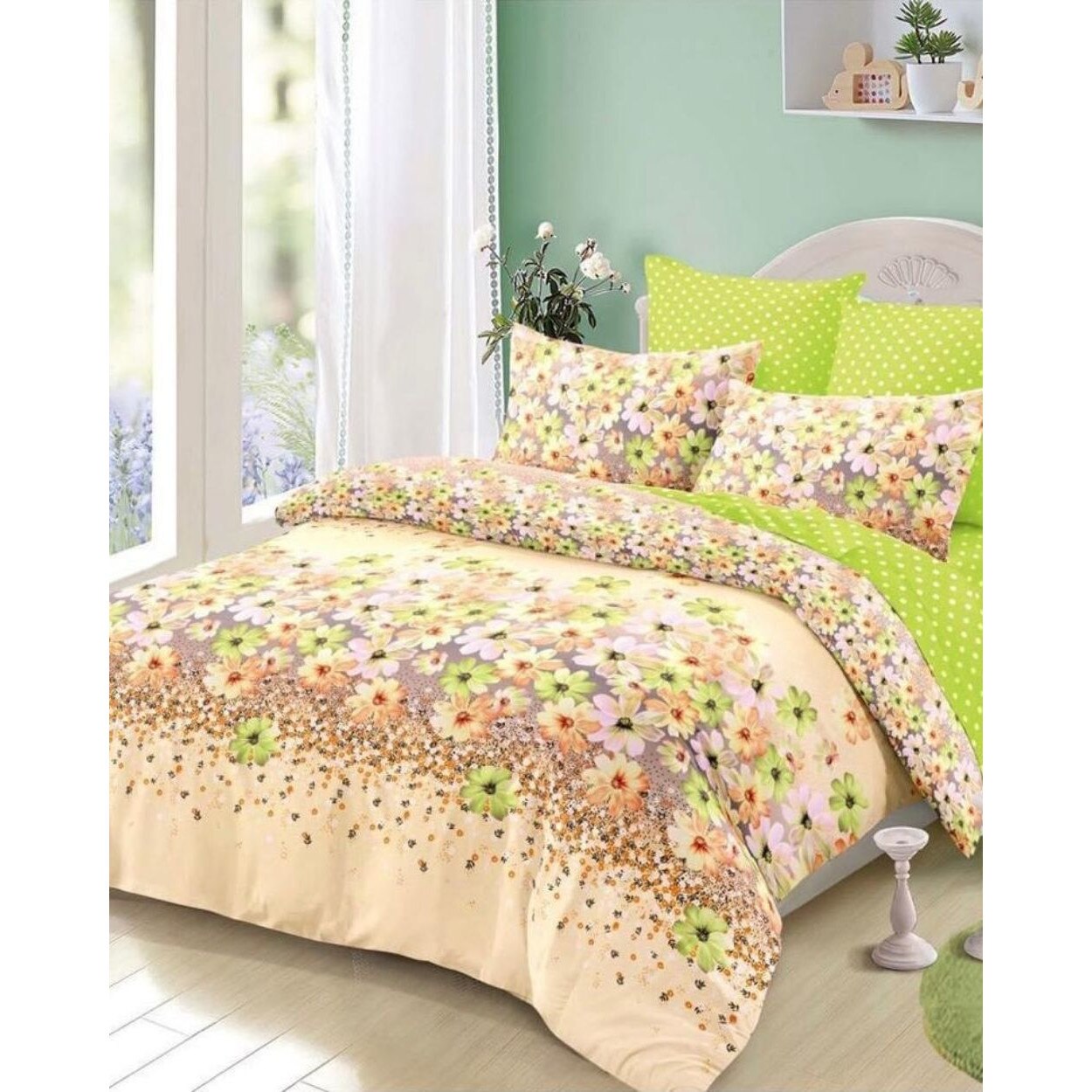 Set Lenjerie Finet Satinat, 6 Piese, Pat 2 Persoane, Beth