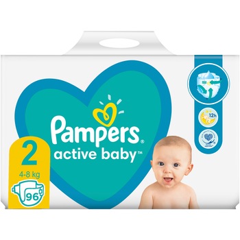 Scutece Pampers Active Baby Giant Pack Marimea 2, Nou Nascut, 4 -8 kg, 96 buc Scutece Pampers Active Baby Giant Pack Marimea 2, Nou Nascut, 4 -8 kg, 96 buc