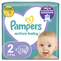 Scutece Pampers Active Baby Jumbo Pack, Marimea 2, Nou Nascut, 4 -8 kg, 76 buc