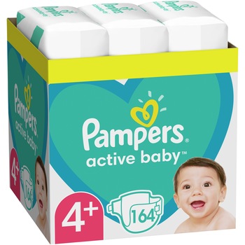 Scutece Pampers Active Baby XXL BOX, Marimea 4+, 10 -15 kg, 164 buc Scutece Pampers Active Baby XXL BOX, Marimea 4+, 10 -15 kg, 164 buc
