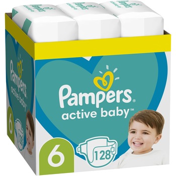 Scutece Pampers Active Baby XXL Box, Marimea 6,13 -18 kg, 128 buc Scutece Pampers Active Baby XXL Box, Marimea 6,13 -18 kg, 128 buc