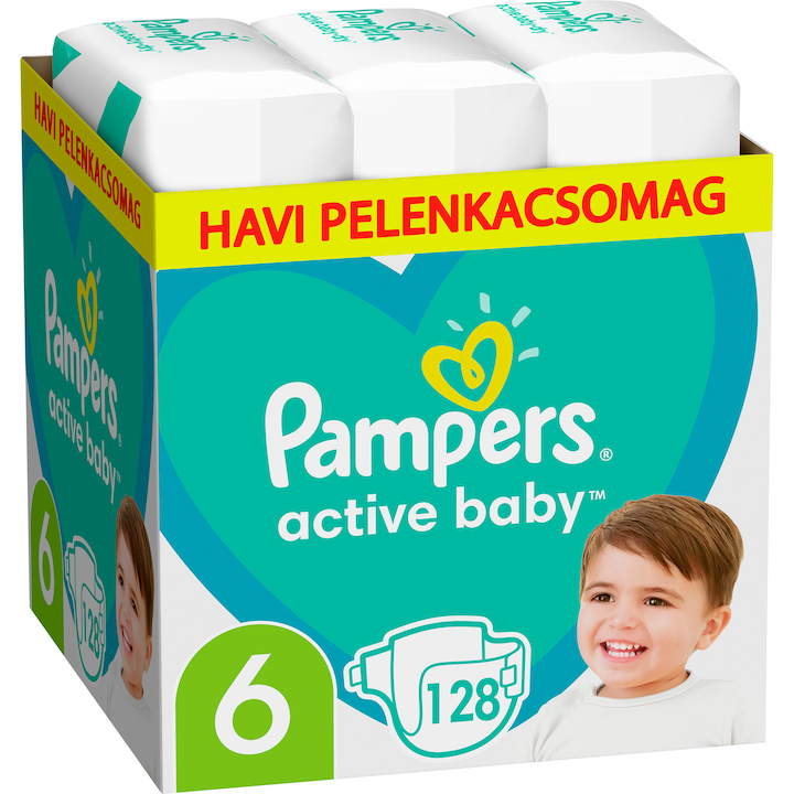 Pampers Active Baby pelenka, Junior 6, 13-18 kg, havi pelenkacsomag, 128 db
