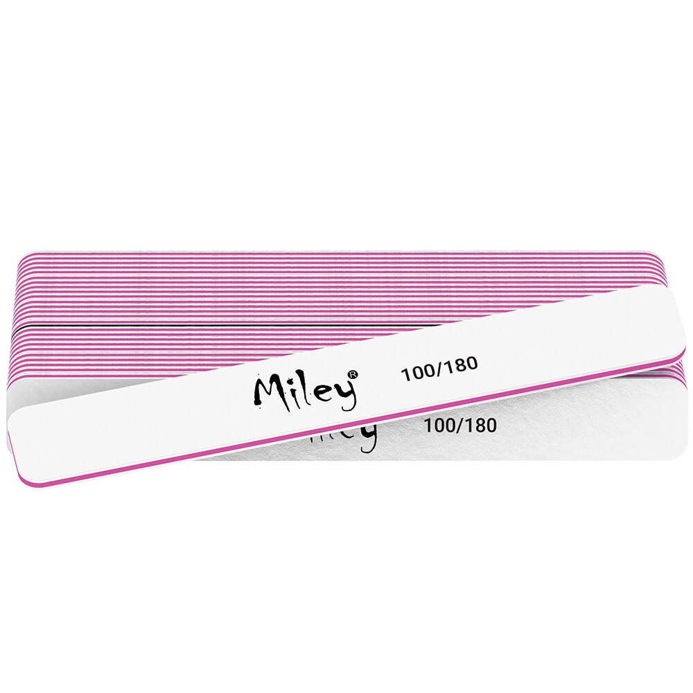 Set pile unghii Miley, dreptunghice, albe, granulatie 100/180, 25 buc