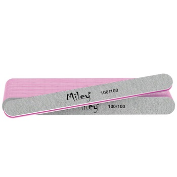 Set pile unghii Miley, drepte, gri, granulatie 100/100, 25 buc Set pile unghii Miley, drepte, gri, granulatie 100/100, 25 buc