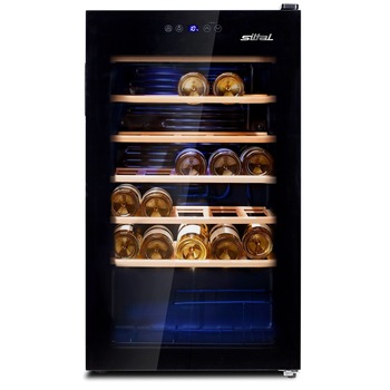 Vitrina de vinuri SIltal Vino 1, 34 sticle, Volum 93 l, Clasa G, Control touch, Temperatura ajustabila, Iluminare, Negru Vitrina de vinuri SIltal Vino 1, 34 sticle, Volum 93 l, Clasa G, Control touch, Temperatura ajustabila, Iluminare, Negru