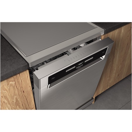 Masina de spalat vase Hotpoint HFO3T241WFGX, 14 seturi, 10 programe, Clasa C, Motor Inverter, Zone Wash 3D, Sistem ActiveDry, 60 cm, Inox