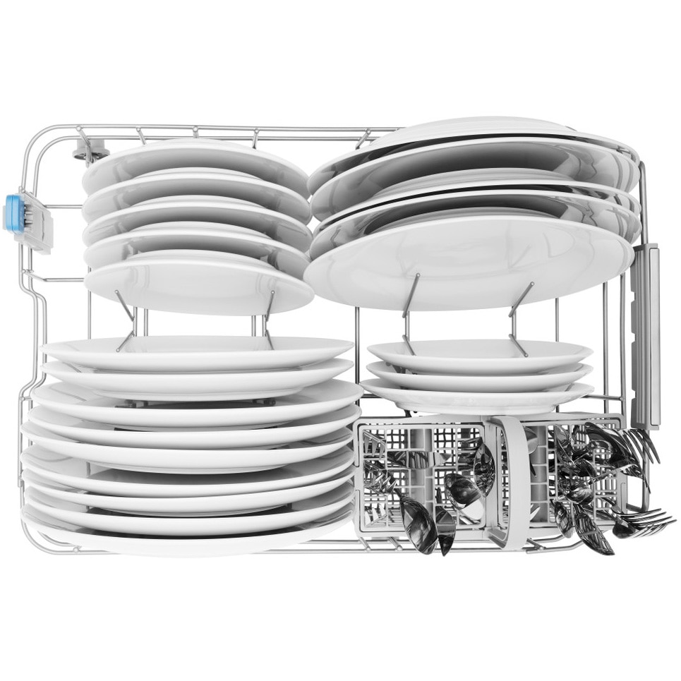Masina de spalat vase Indesit DSFO3T224CS, 10 seturi, 9 programe, Clasa E, Tehnologie al 6-lea Simt, Sistem AquaStop, Display, 45 cm, Argintiu