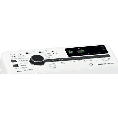 Пералня с вертикално зареждане Whirlpool TDLRB6241BSEU/N, 6 кг, 1200 об/мин, Клас C, Технология 6-то чувство, Инверторен мотор, Цифров дисплей, Бял