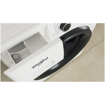 Masina de spalat rufe Slim Whirlpool FWSD81283BVEEN, 8 kg, 1200 rpm, Clasa D, Tehnologia al-6lea Simt, Motor Inverter, FreshCare+, Steam Refresh, Steam Hygiene, Display LCD, Alb