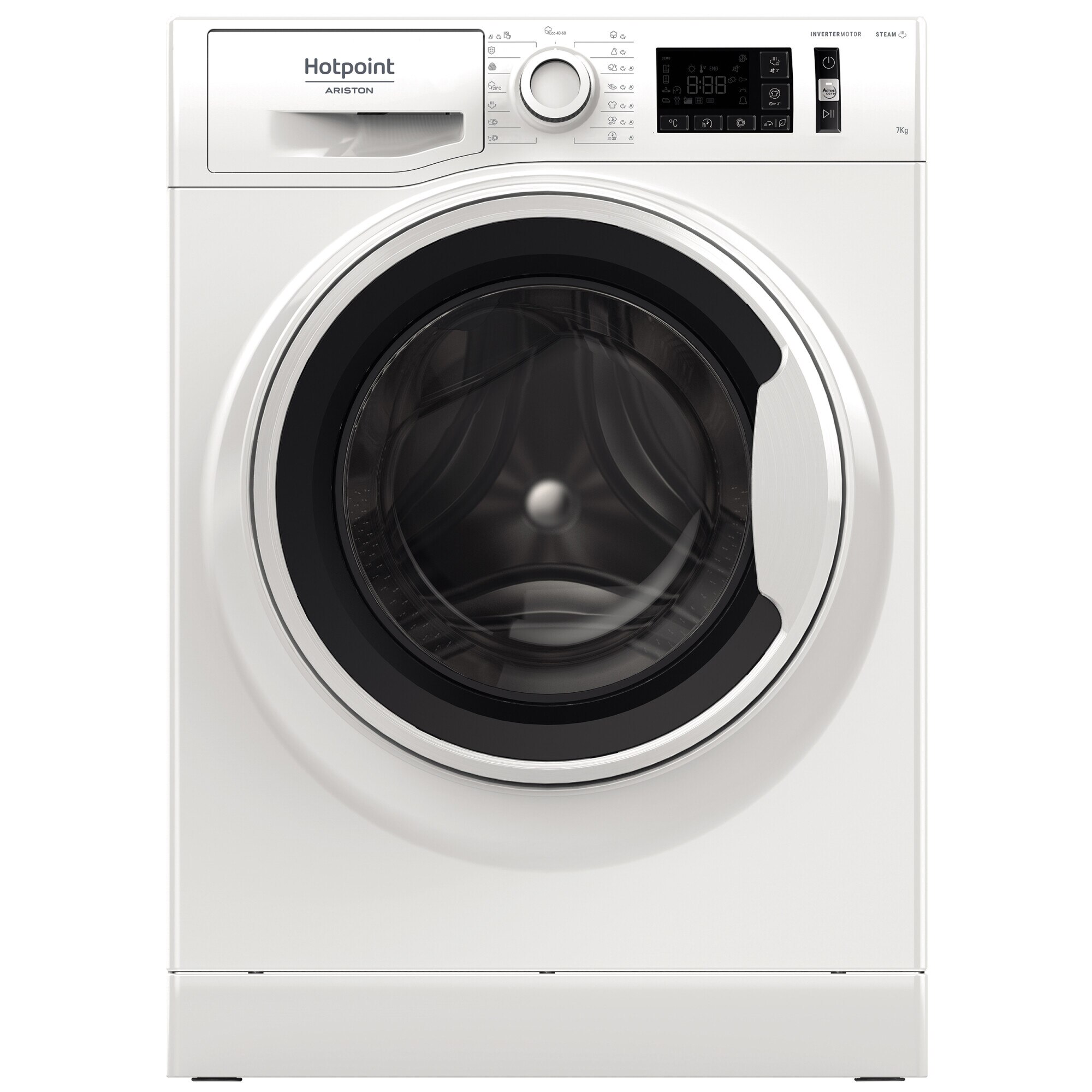 Masina de spalat rufe Hotpoint NM11744WWAEUN, 7kg, 1400 rpm, Clasa C, Steam Refresh, Steam Hygiene, Motor Inverter, Display Digital, Alb