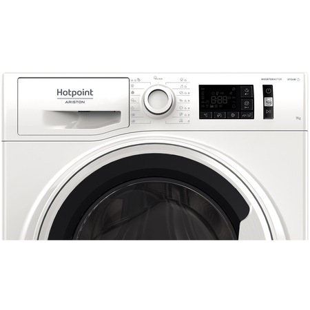 Masina de spalat rufe Hotpoint NM11744WWAEUN, 7kg, 1400 rpm, Clasa C, Steam Refresh, Steam Hygiene, Motor Inverter, Display Digital, Alb