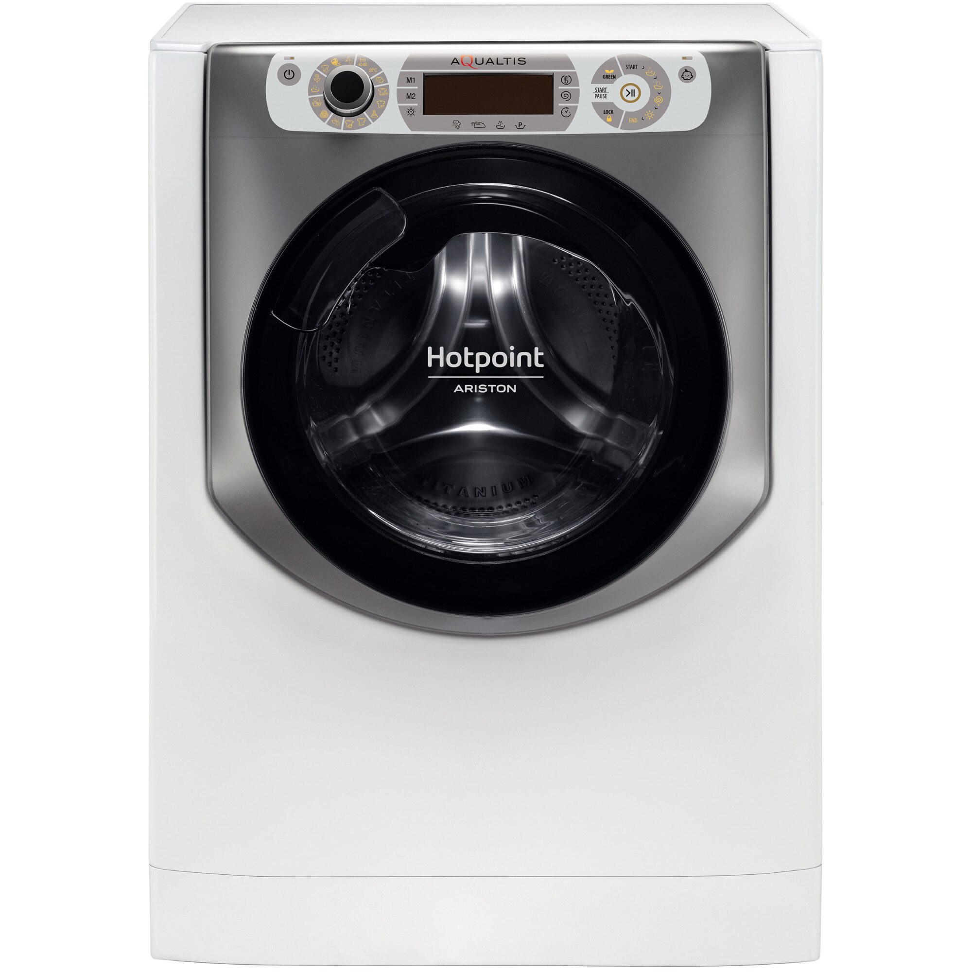Masina de spalat rufe cu uscator Hotpoint AQD1072D697EU/BN, 10 kg spalare, 7 kg uscare, 1600 rpm, Clasa D, Steam Refresh, Motor Inverter, Display LCD, Alb