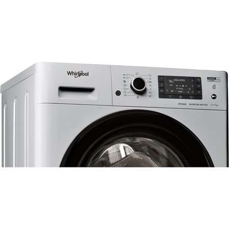 Masina de spalat rufe cu uscator Whirlpool FWDD1171582SBVEUN, 11 kg spalare, 7 kg uscare, 1551 rpm, Clasa D, FreshCare+ Tehnologia al 6-lea Simt, FreshCare+, Motor Inverter, Display LCD, Argintiu
