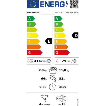 Masina de spalat rufe cu uscator Whirlpool FWDD1171582SBVEUN, 11 kg spalare, 7 kg uscare, 1551 rpm, Clasa D, FreshCare+ Tehnologia al 6-lea Simt, FreshCare+, Motor Inverter, Display LCD, Argintiu