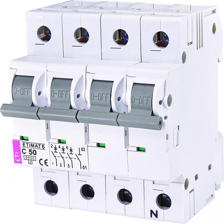 Siguranta ETI curba C 6kA 3P+N 50A