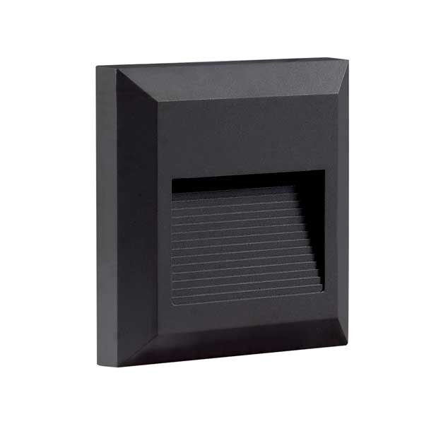 Aplica pentru scara cu trepte de lumina, Optonica, 2W, Lumina Calda, Negru, Patrat