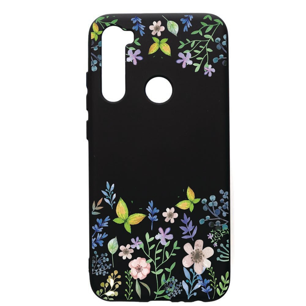Husa de protectie Xiaomi Redmi Note 8, Butterfly-Flowers, silicon, cu interiorul din material textil, protectie camera, PB95