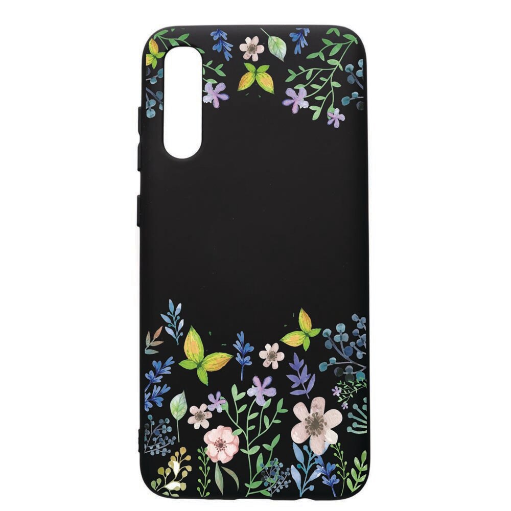 Husa de protectie Samsung Galaxy A50, Butterfly-Flowers, silicon, cu interiorul din material textil, protectie camera, PB95
