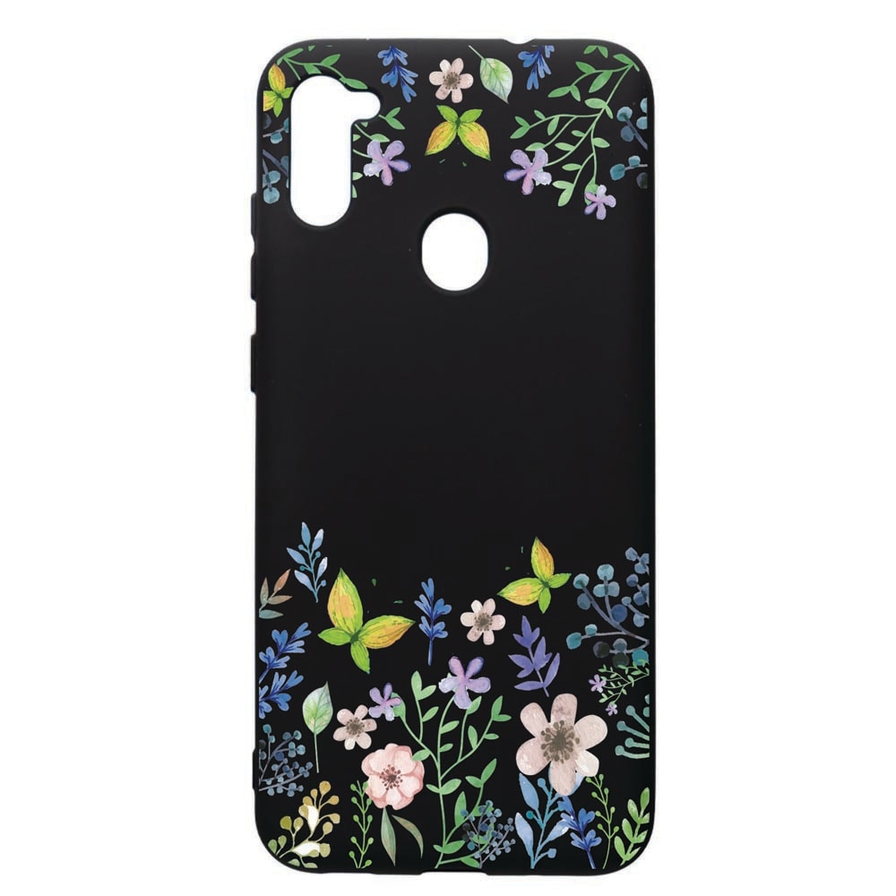 Husa de protectie Samsung Galaxy A11, Butterfly-Flowers, silicon, cu interiorul din material textil, protectie camera, PB95