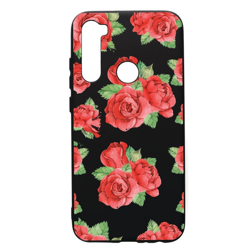 Husa de protectie Xiaomi Redmi Note 8, Rose, silicon, cu interiorul din material textil, protectie camera, PB97