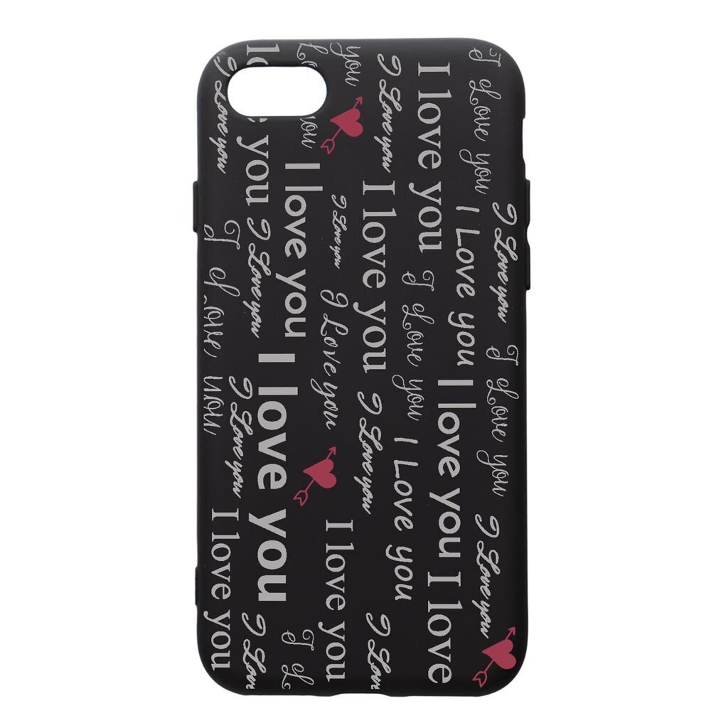 Husa de protectie Apple iPhone SE 2 / iPhone 8 / iPhone 7, Love You, silicon, cu interiorul din material textil, protectie camera, PB40