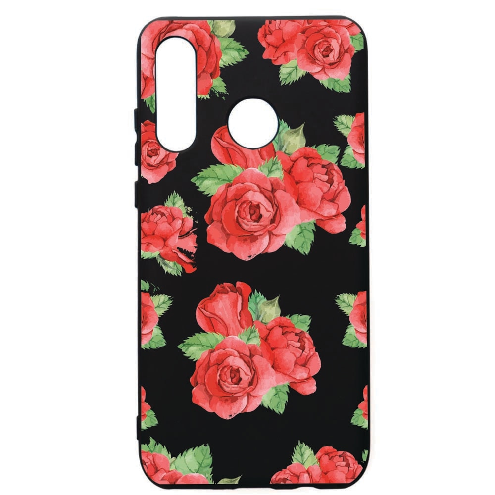 Husa de protectie Huawei P30 Lite, Rose, silicon, cu interiorul din material textil, protectie camera, PB97