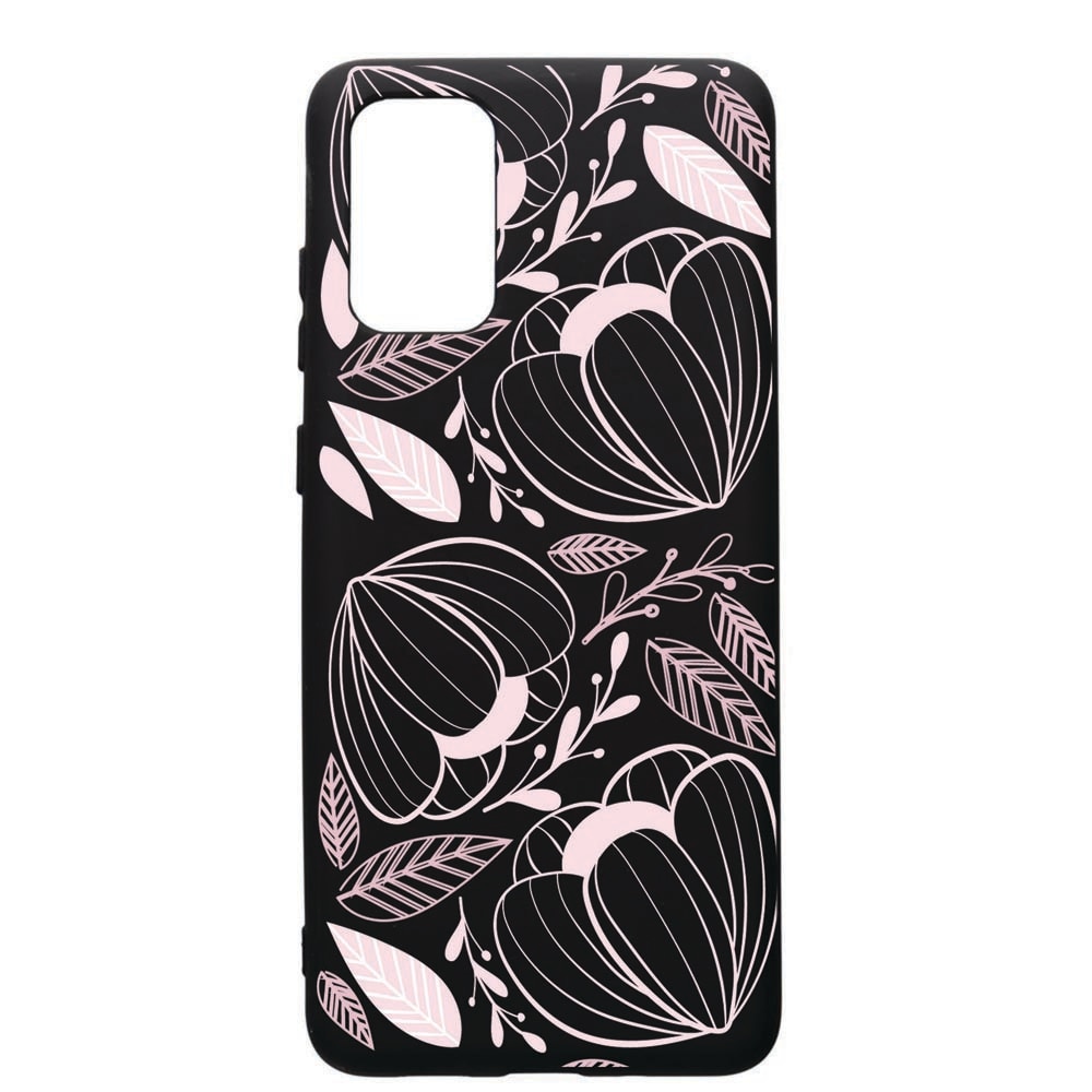 Husa de protectie Samsung Galaxy A41, Pink Flowers, silicon, cu interiorul din material textil, protectie camera, PB113
