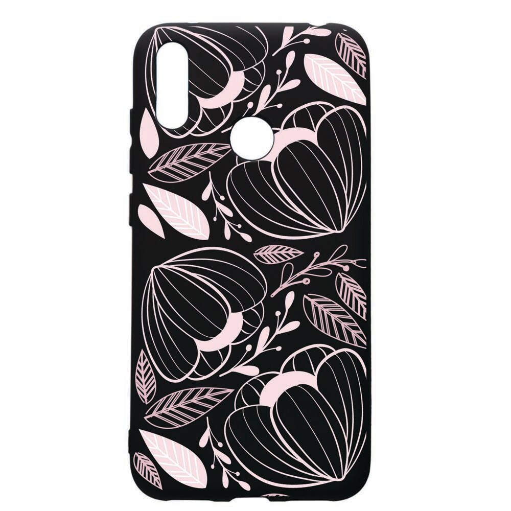 Husa de protectie Huawei Y7 2019, Pink Flowers, silicon, cu interiorul din material textil, protectie camera, PB113