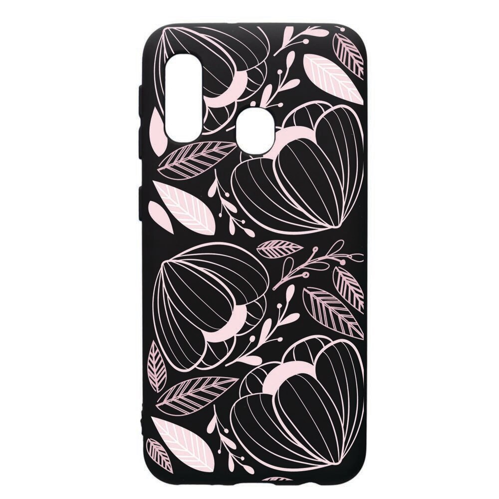 Husa de protectie Samsung Galaxy A20E, Pink Flowers, silicon, cu interiorul din material textil, protectie camera, PB113
